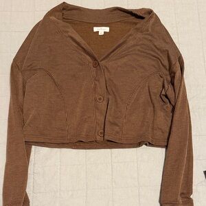 Colsie Brown Ribbed Cardigan